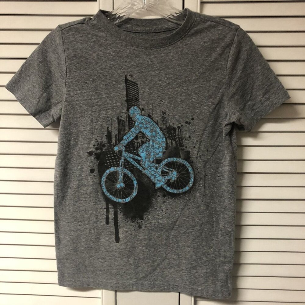 Cat & Jack Grey Heather Tee With Bike Graphic